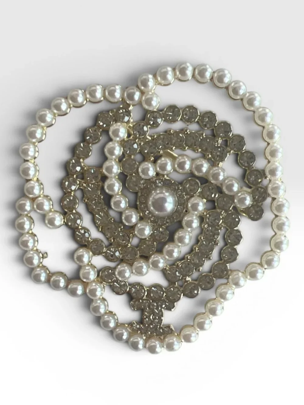 Jewelry | Chanel Gold Pearl And Crystal Camellia Flower Brooch B21